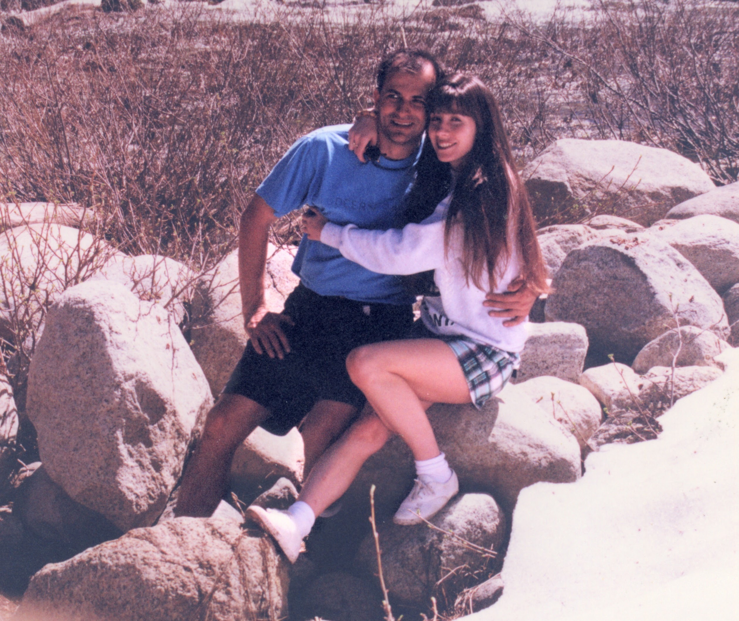 Young Themio and Christian together on the rocks at Yosemite
